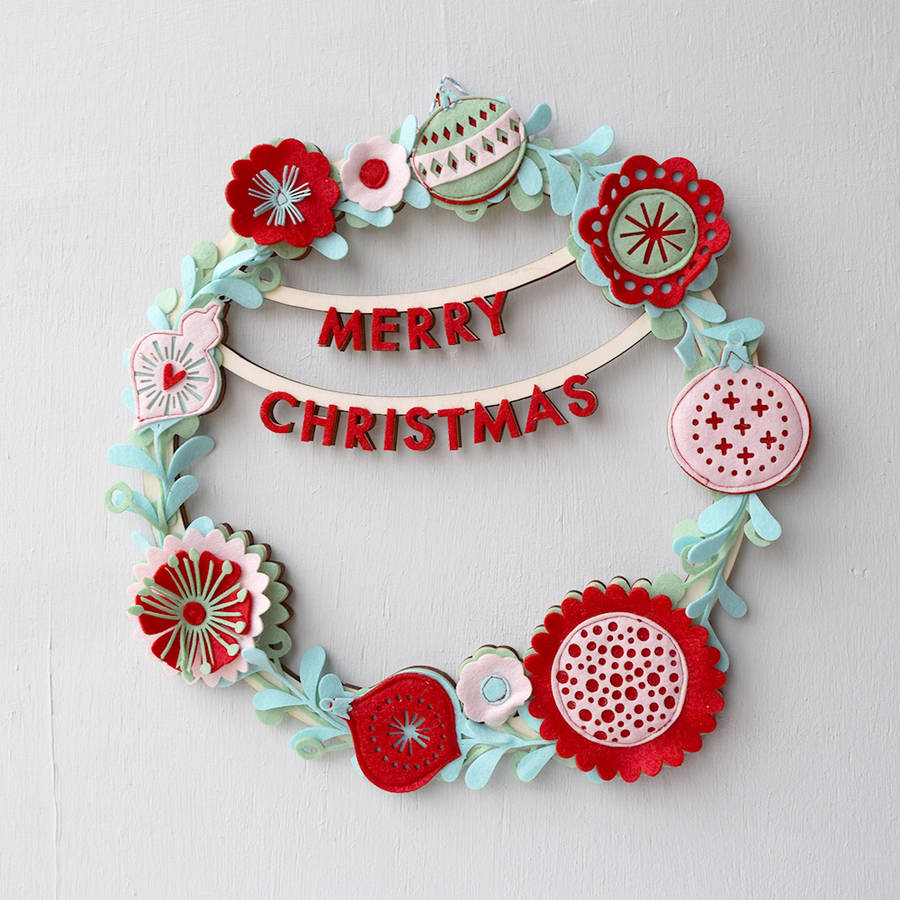 personalised bauble and flower christmas wreath by house of hooray