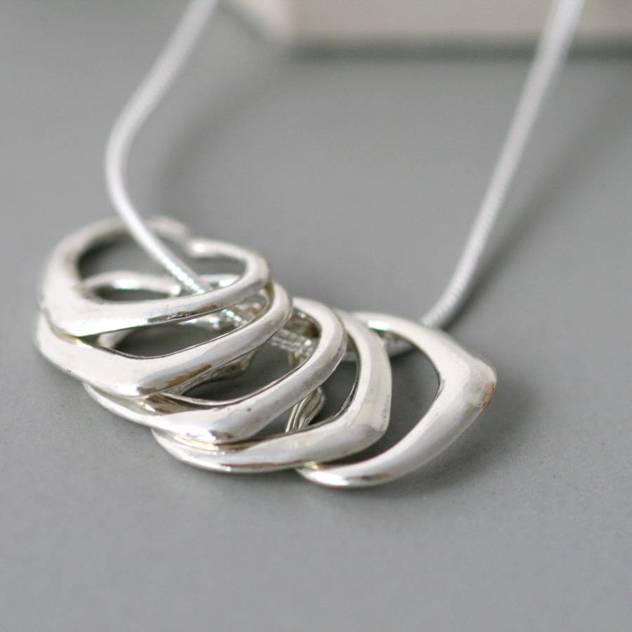 50th birthday silver hearts necklace by sophie jones jewellery