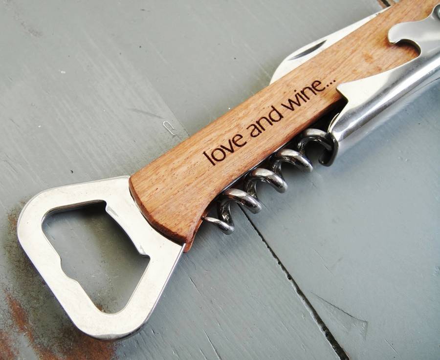 personalized bottle opener/corkscrew by wooden toy gallery
