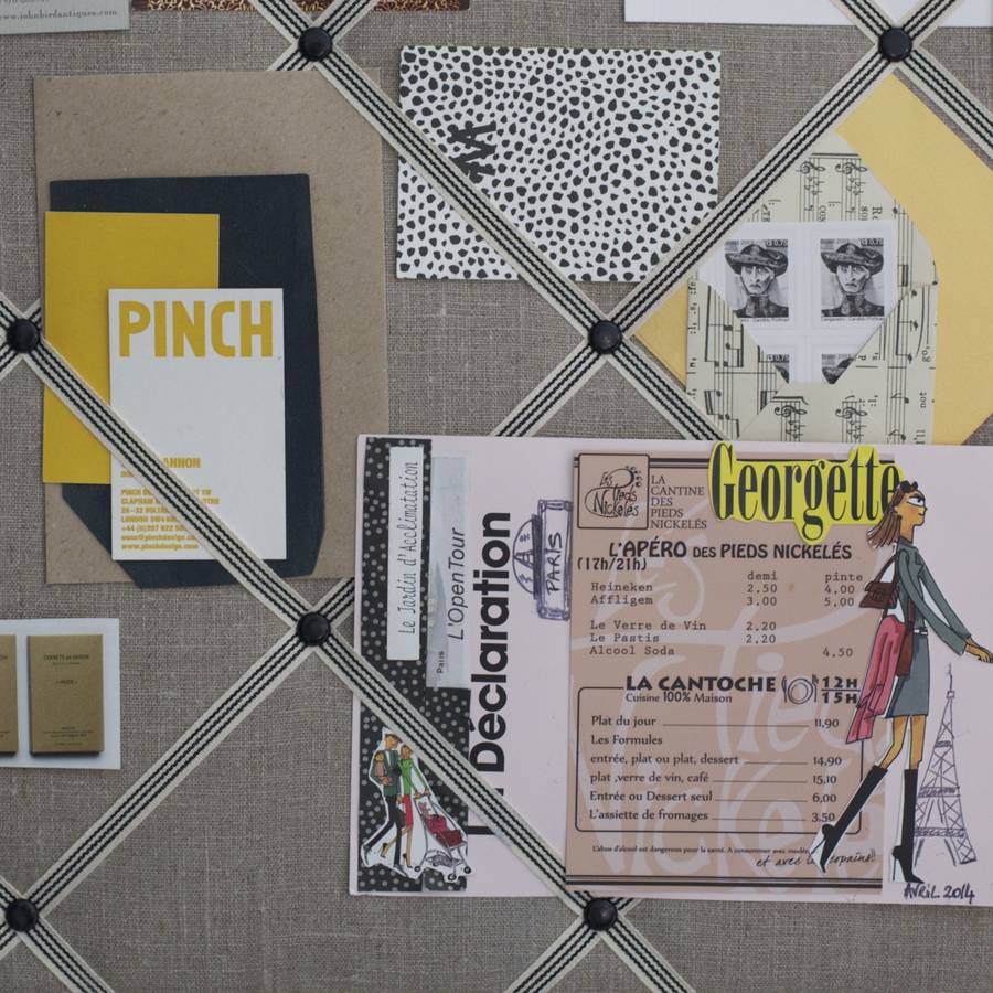 bespoke linen notice board 90x60cm by kiki voltaire