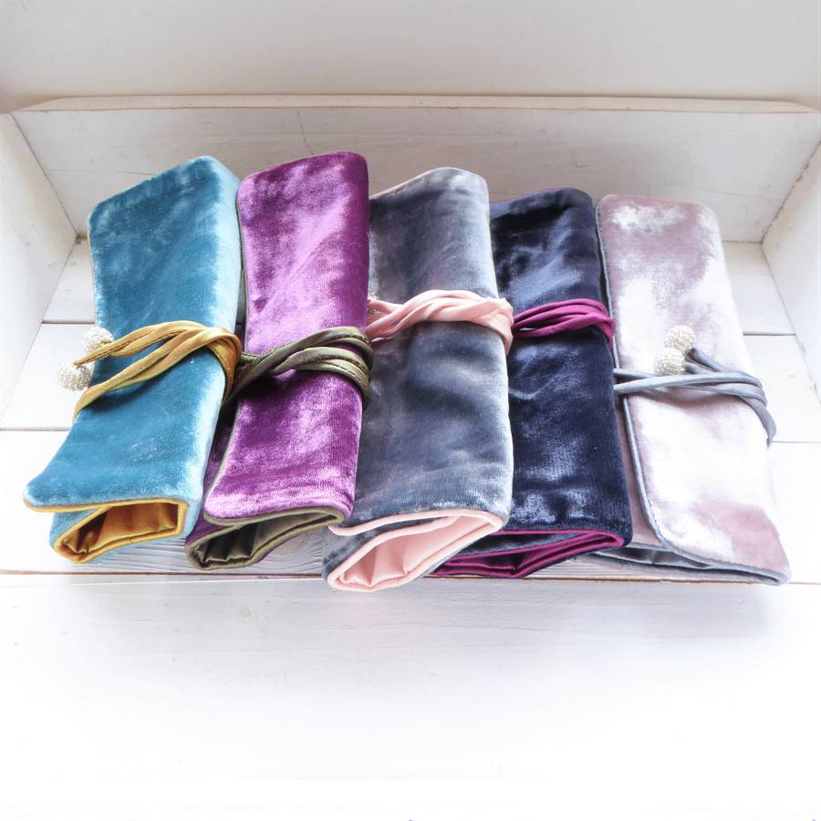velvet jewellery roll by plum & ivory