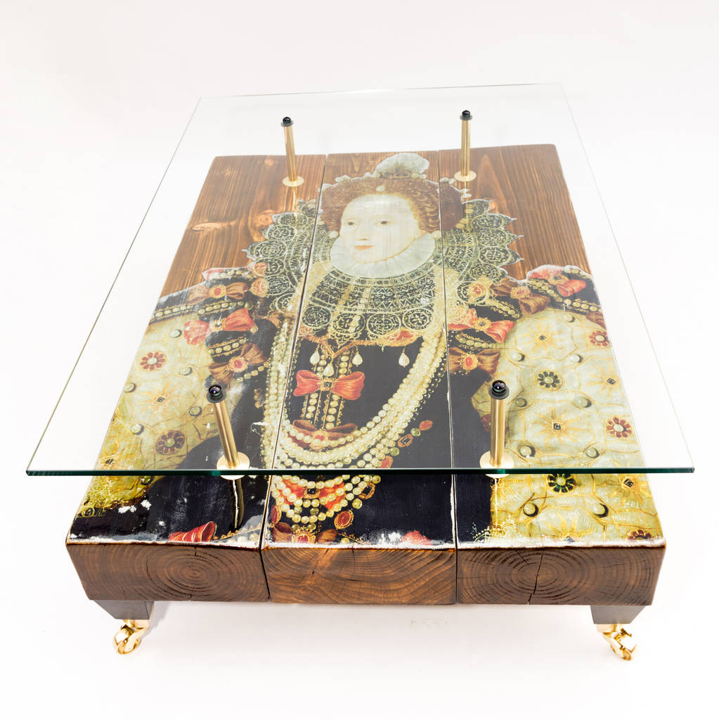 reclaimed wood queen elizabeth i coffee table by the den & now