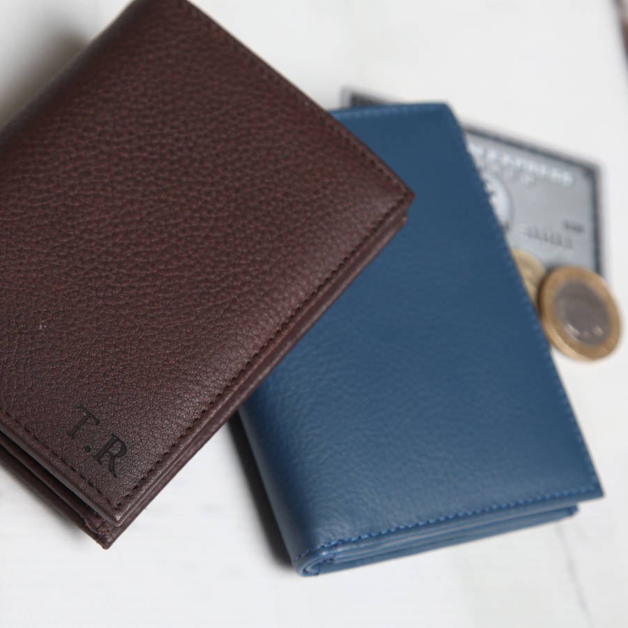 personalised men&#39;s leather wallet with coin pocket by nv london calcutta | 0