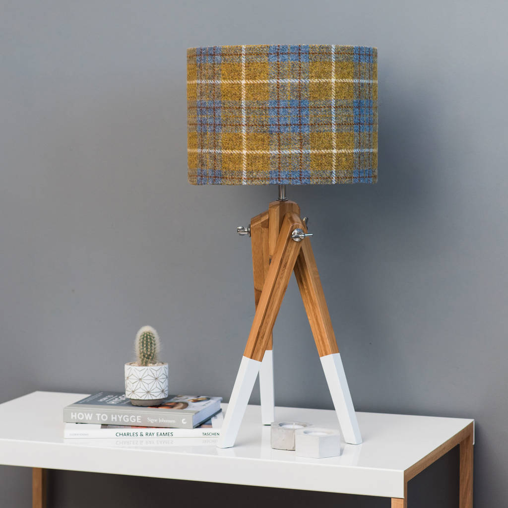 mustard yellow check harris tweed lampshade by quirk