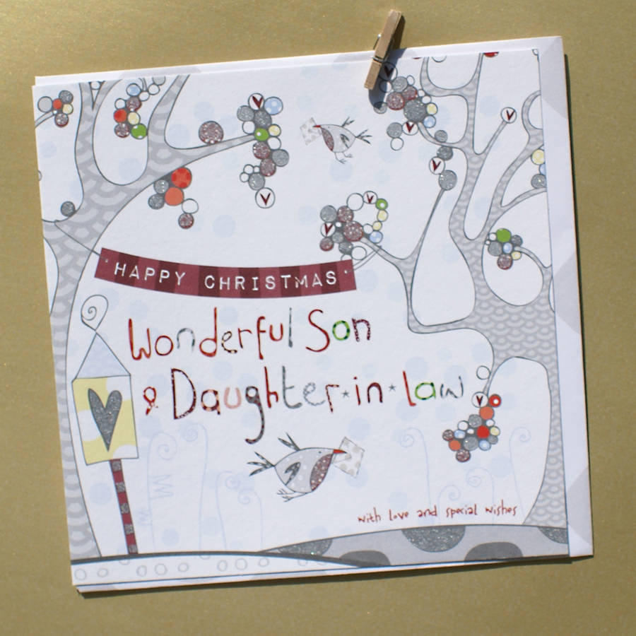 son and daughter in law christmas greeting card by molly mae