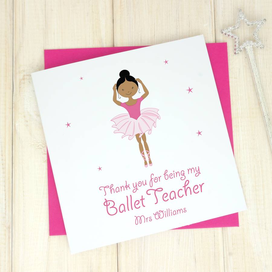 thank you ballet teacher personalised card by chi chi moi