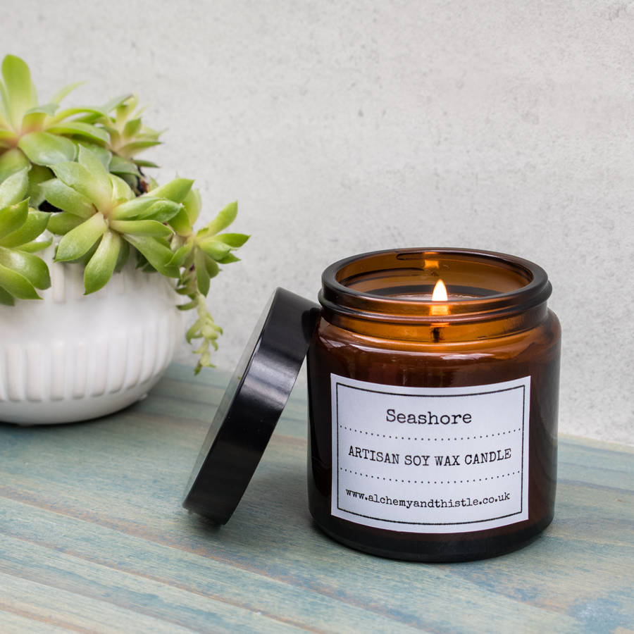 seashore pharmacy jar soy candle by alchemy & thistle