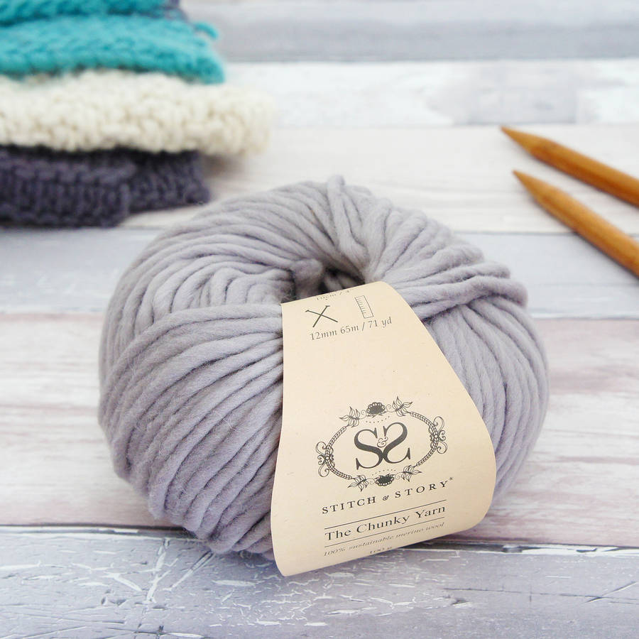 super chunky merino knitting wool yarn in stormy grey by stitch & story