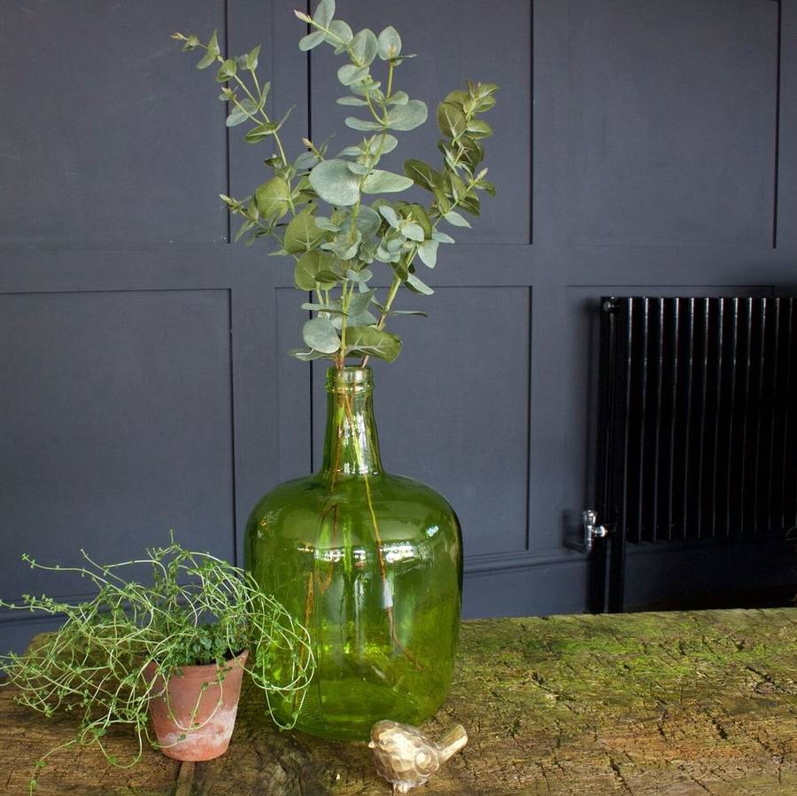 green carboy glass vase by ella james