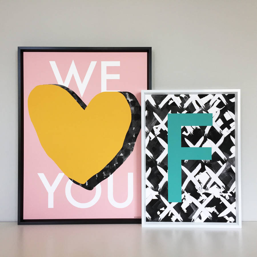 'we love you' typographic print by wonder and rah