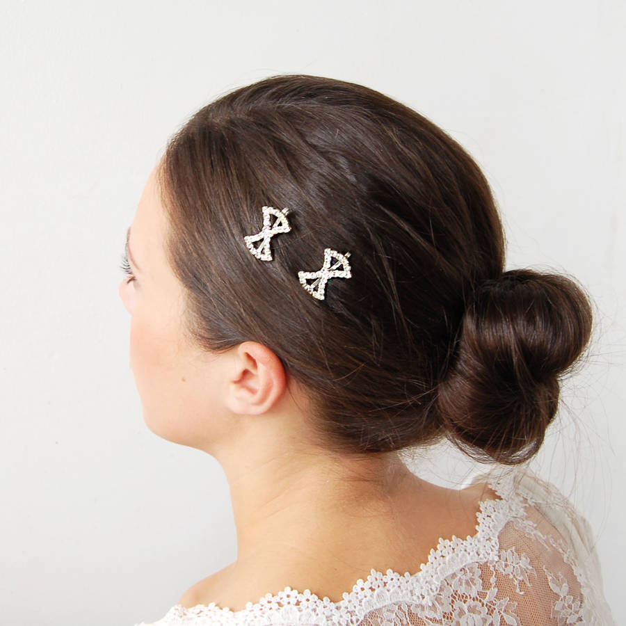 set of two ribbon bow hair slides by highland angel