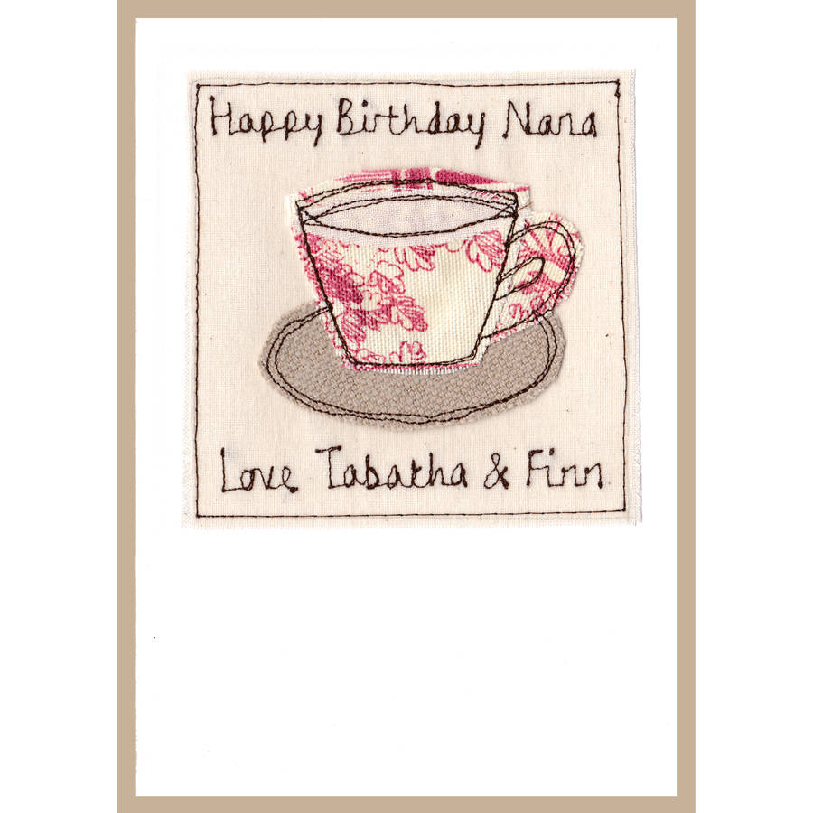 personalised tea cup birthday card by milly and pip