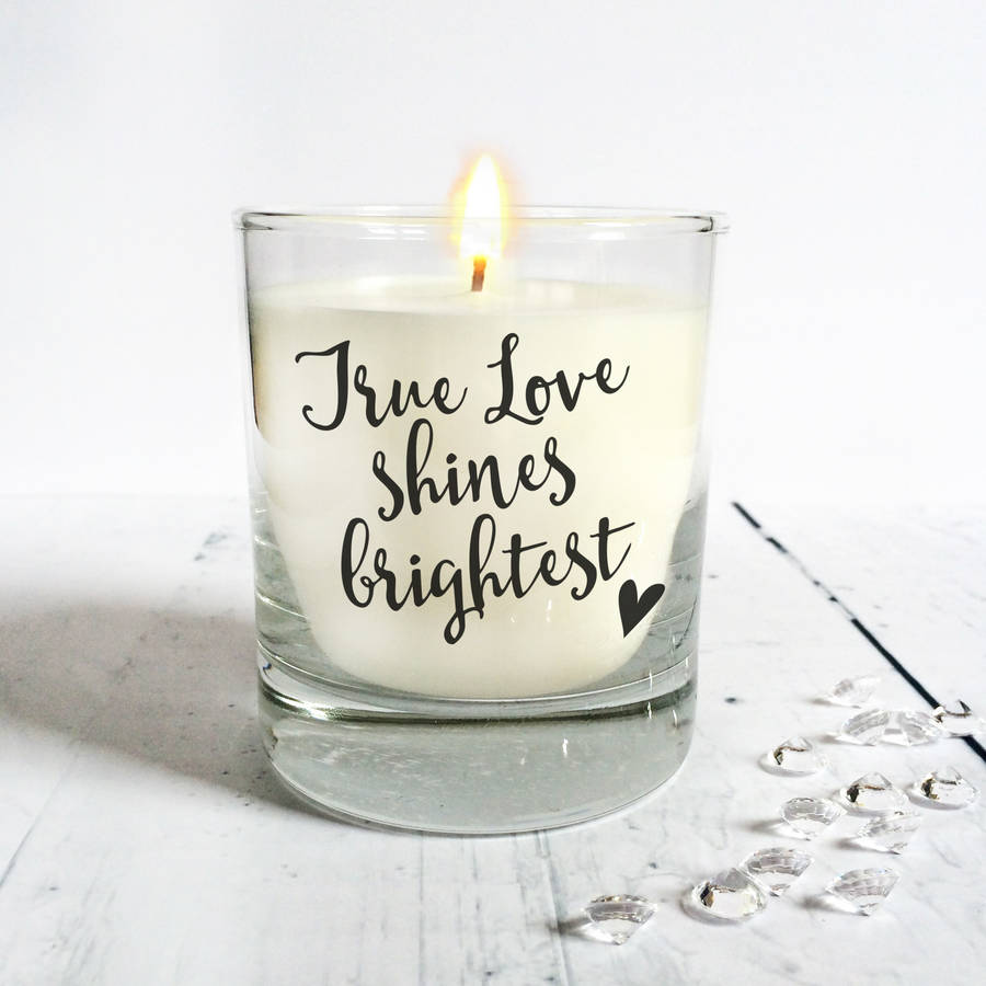 'true love shines brightest' scented candle by sarah catherine designs