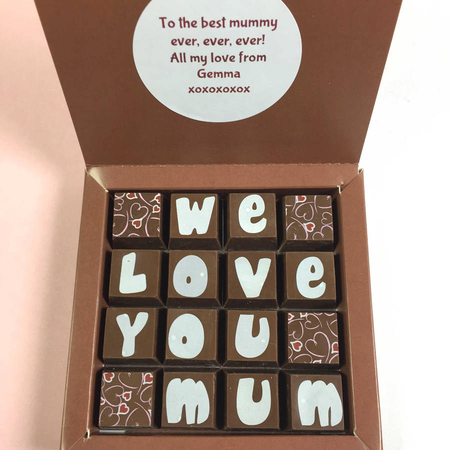 chocolates with personalised message for mum by chocolate by cocoapod