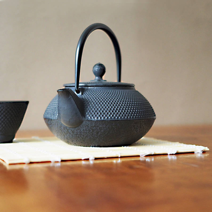 black tenshi cast iron teapot japanese style by the exotic teapot