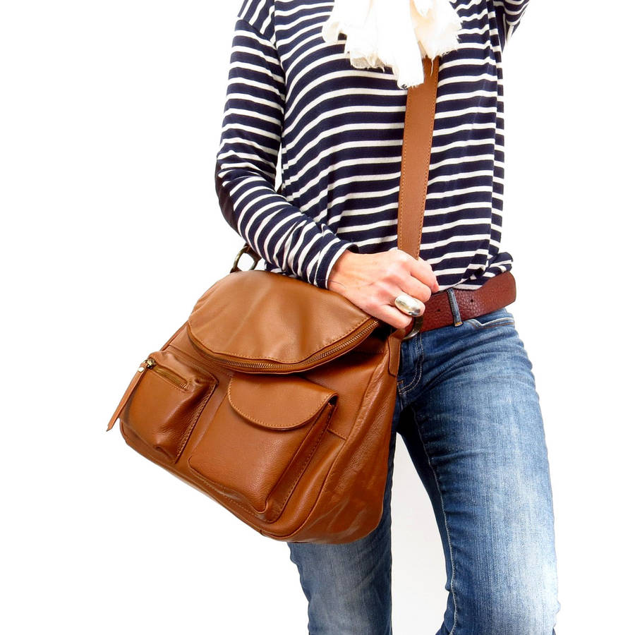 tan slouchy cross body handbag by the leather store