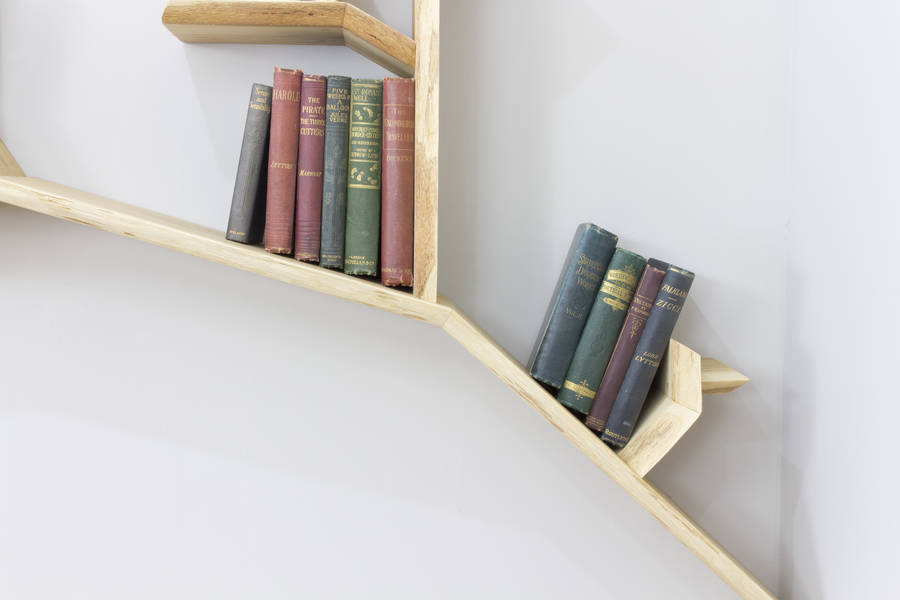 handmade tree branch wall shelf by bespoak interiors