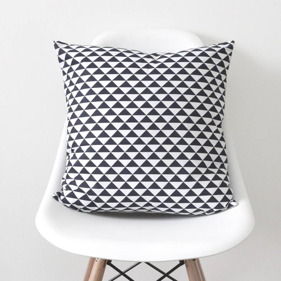 geometric triangles navy cushion cover by quirkybee