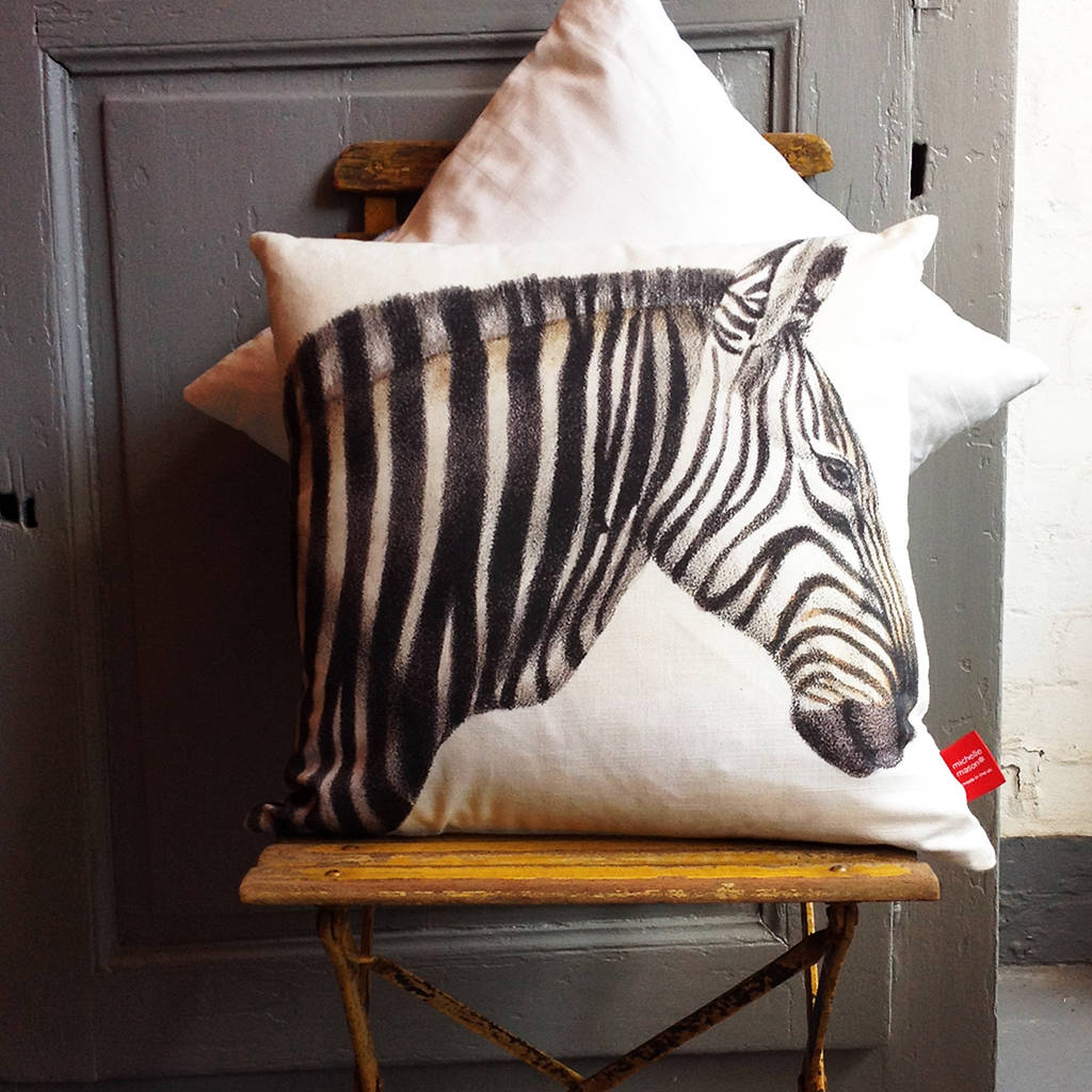 majestic zebra cushion by michelle mason