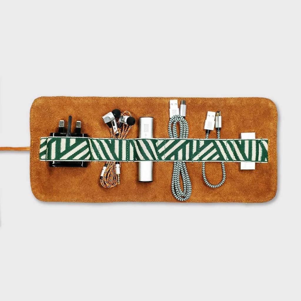 leather tech roll with mobile accessories by mantidy