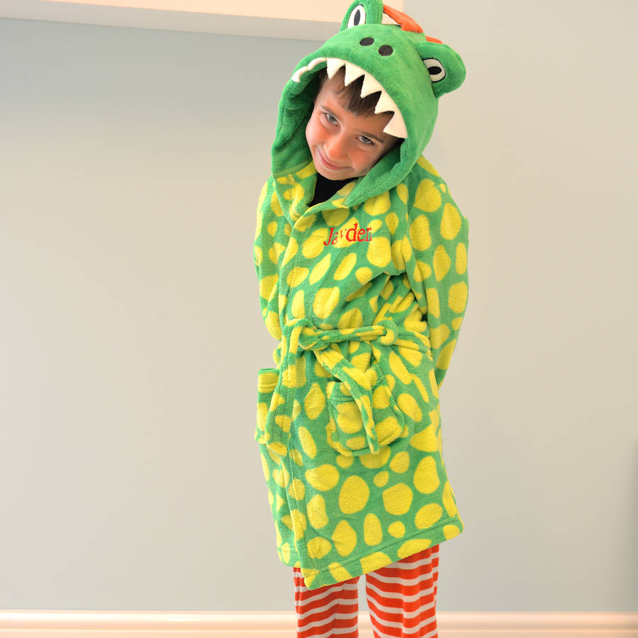 personalised dinosaur dressing gown age 10 to 11 years by a type of