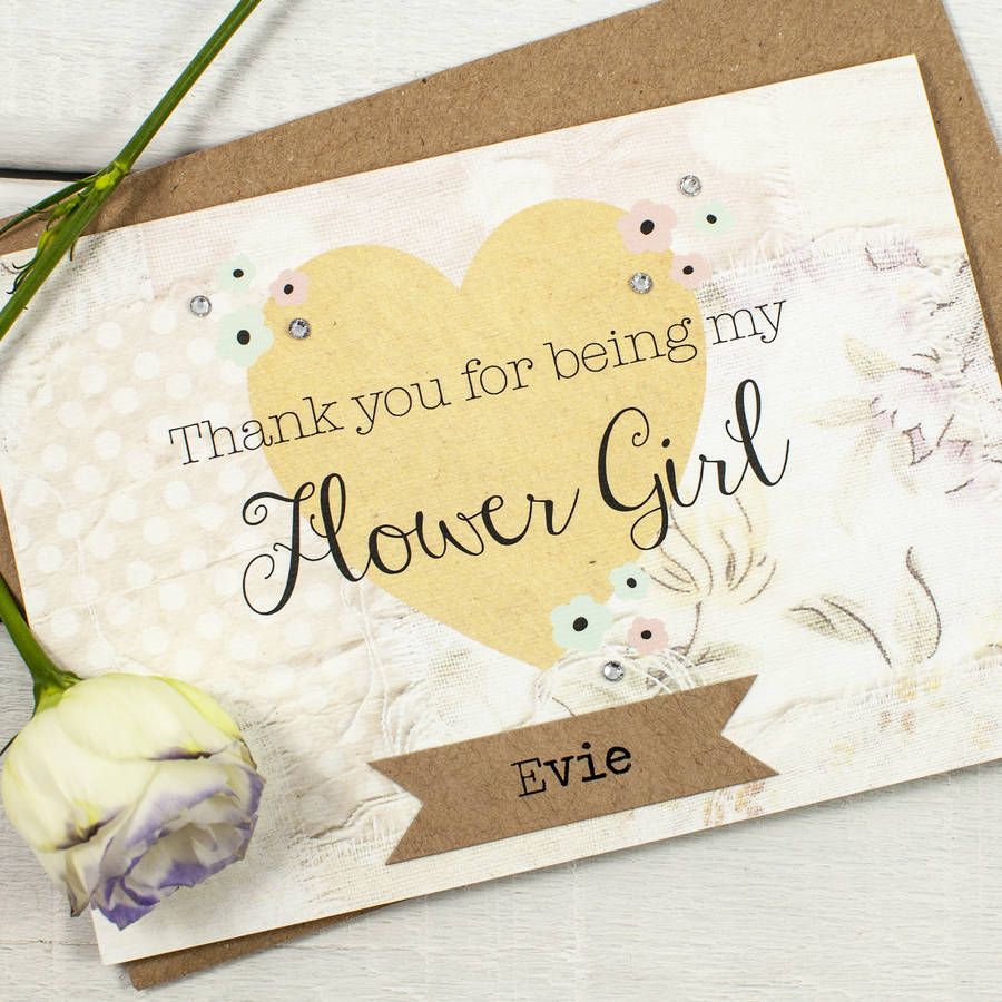 thank you flower girl card floral patchwork by norma&dorothy