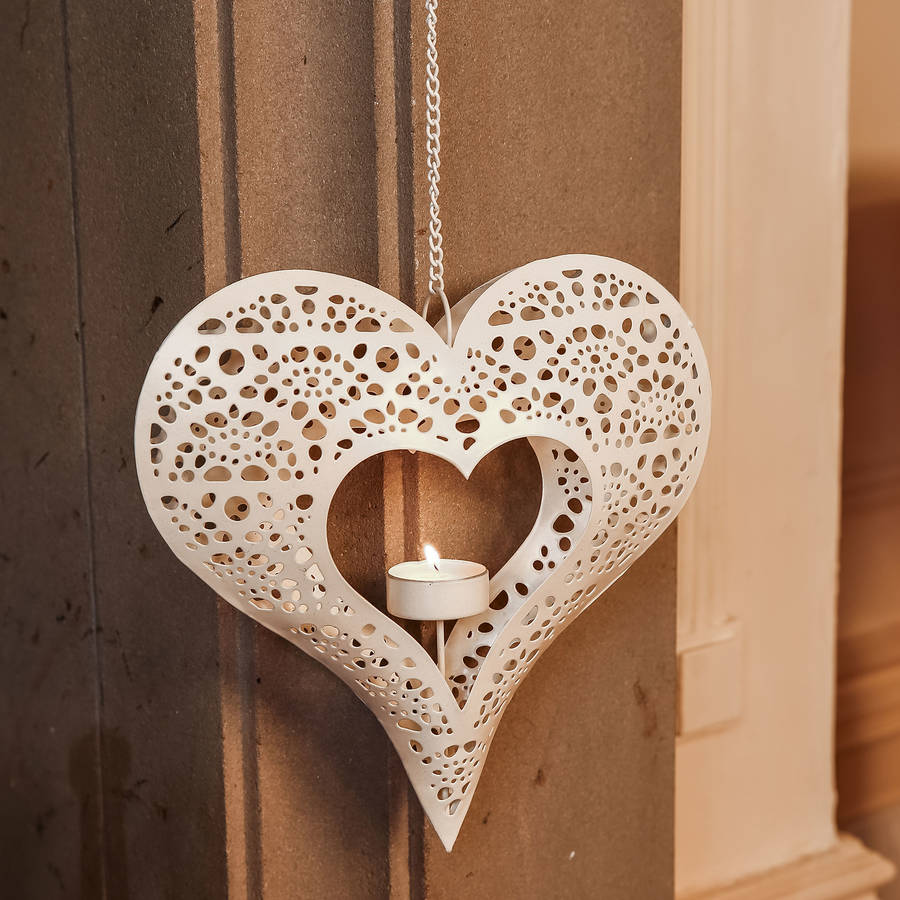 hanging heart tea light holder by dibor