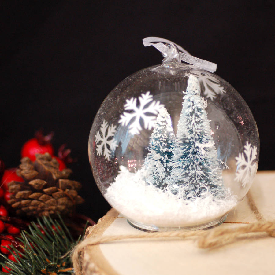 glass christmas tree hanging tree bauble decoration by made with love