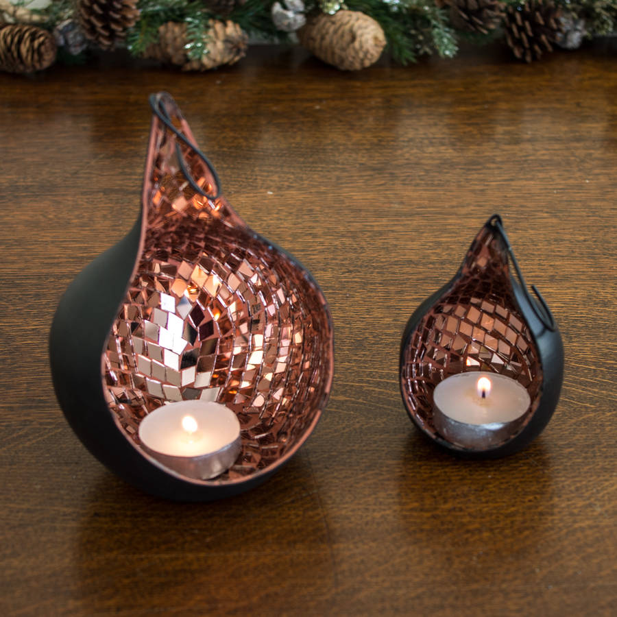 mosaic copper hanging tea light collection by dibor