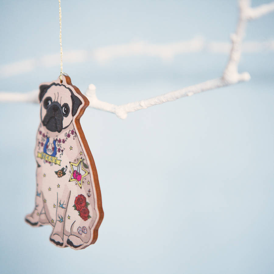 tattoo pug christmas ornament decoration by pugyeah tattoo pug christmas ornament decoration by pugyeah