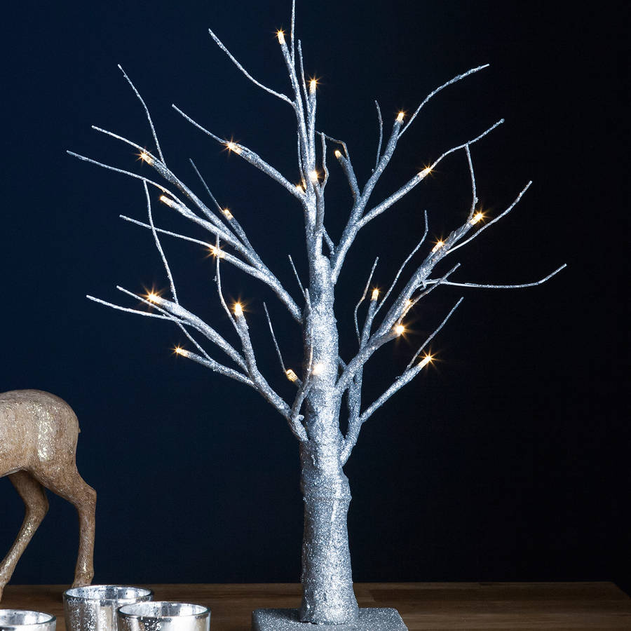 pre lit silver glitter twig tree by lights4fun pre lit silver glitter twig tree by lights4fun