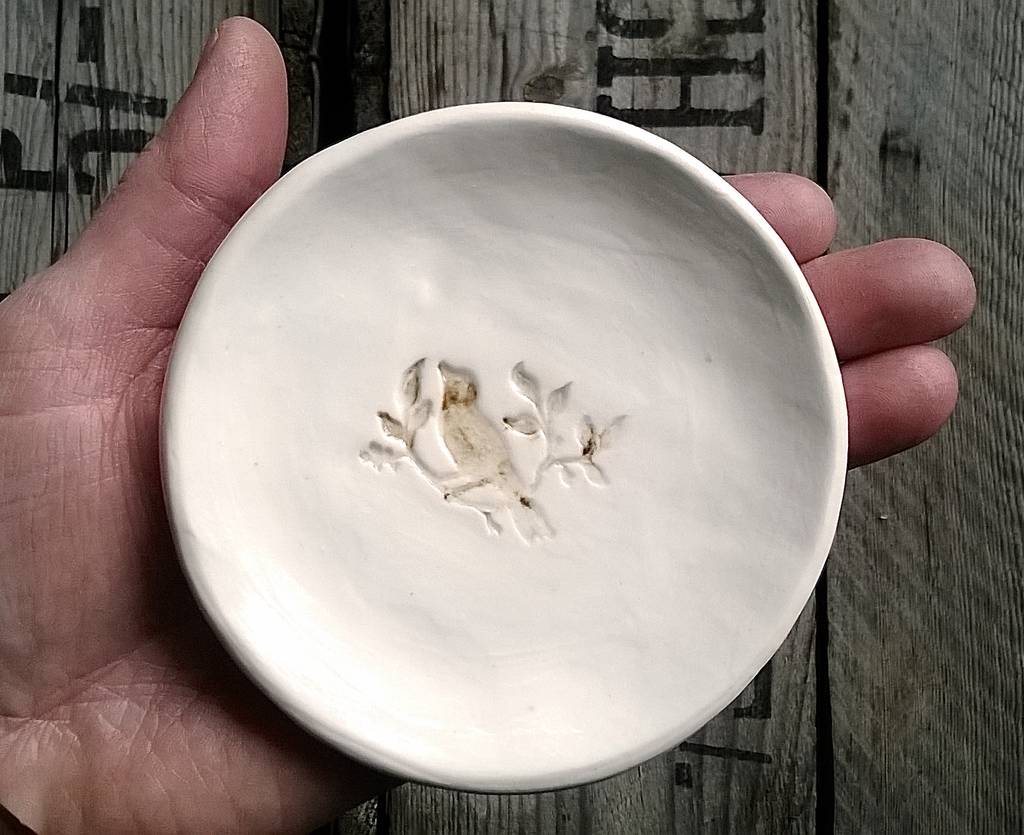 bird on a branch ceramic ring bowl by little brick house ceramics