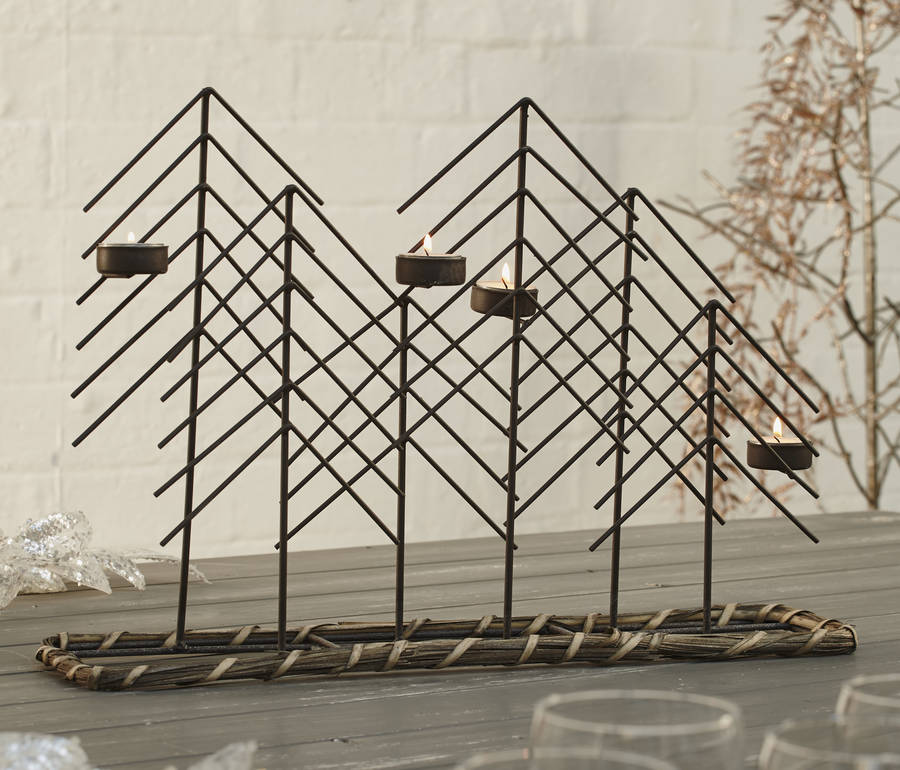 metal trees four cup t light holder by lime lace