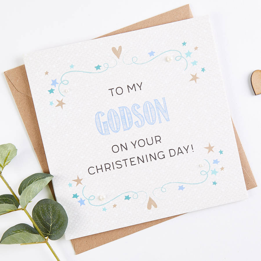 godson christening day card by norma&dorothy