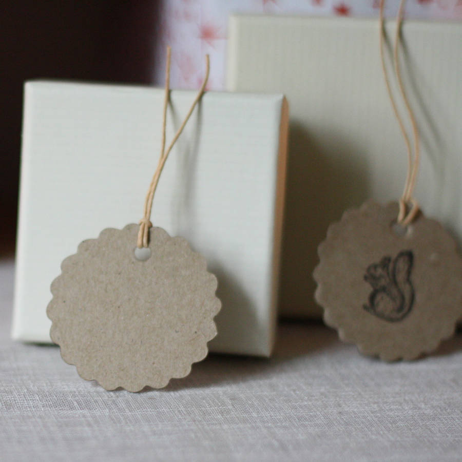 brown blank gift tags with scalloped edges pack of 12 by the wedding