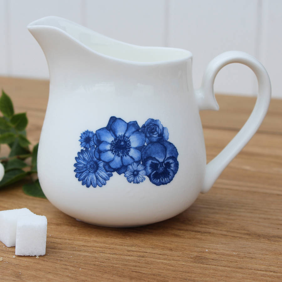 'floral’ bone china jug by lucy green designs