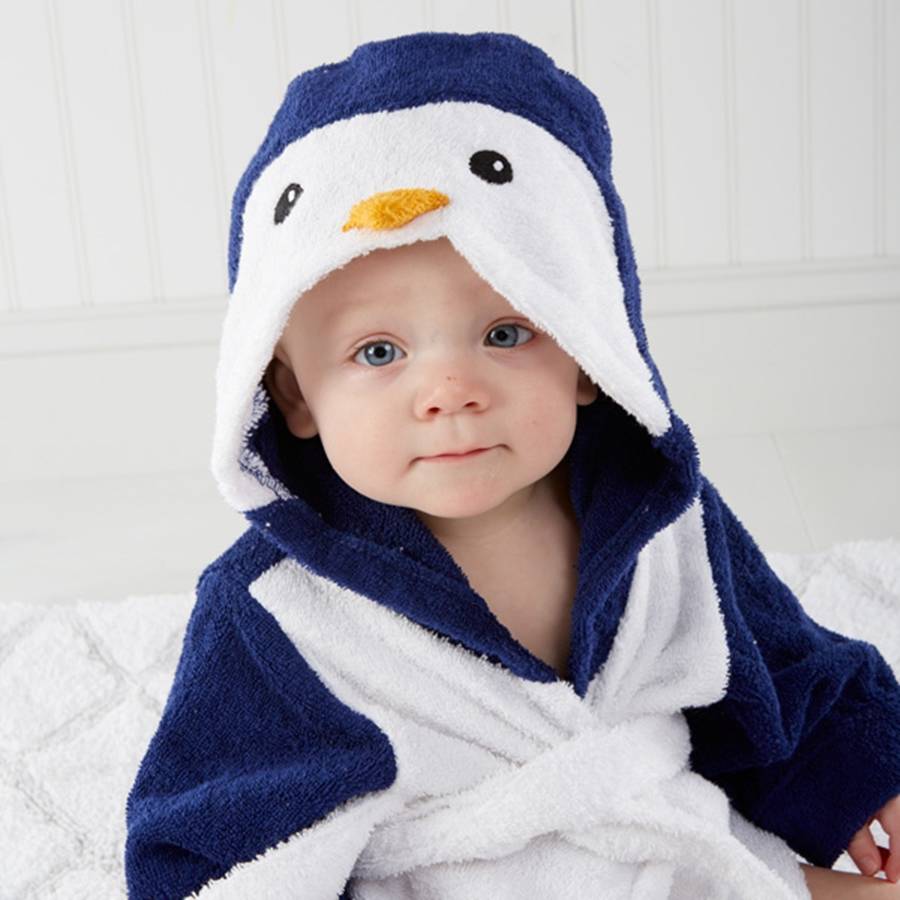 penguin hooded spa robe by hope and willow