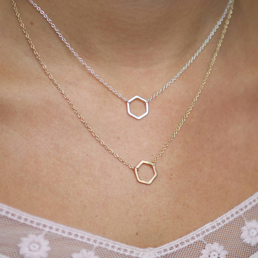 hexagon necklace by junk jewels