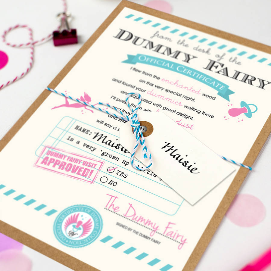 Personalised Dummy Fairy Certificate By Eskimo Kiss Designs Notonthehighstreet