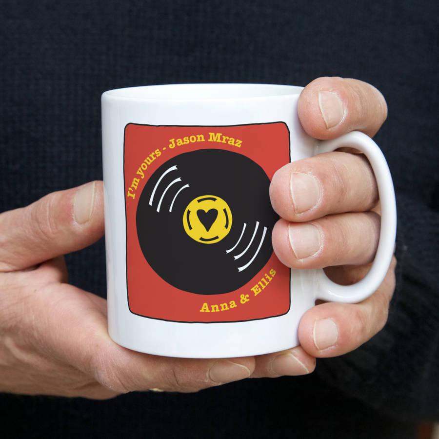 personalised vinyl record mug x3 colours by claire close