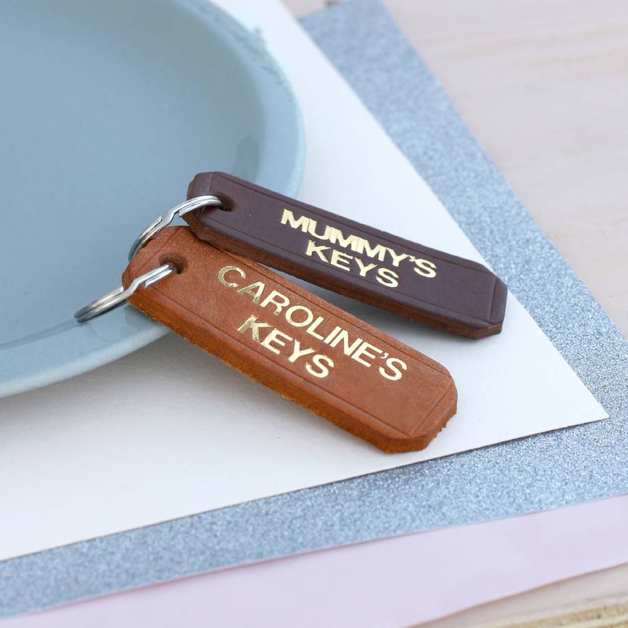 personalised embossed leather keyring by posh totty designs creates