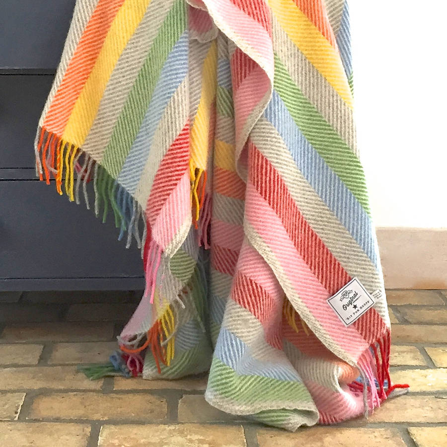 pure new wool multi stripe throw by hedgebetty | notonthehighstreet.com