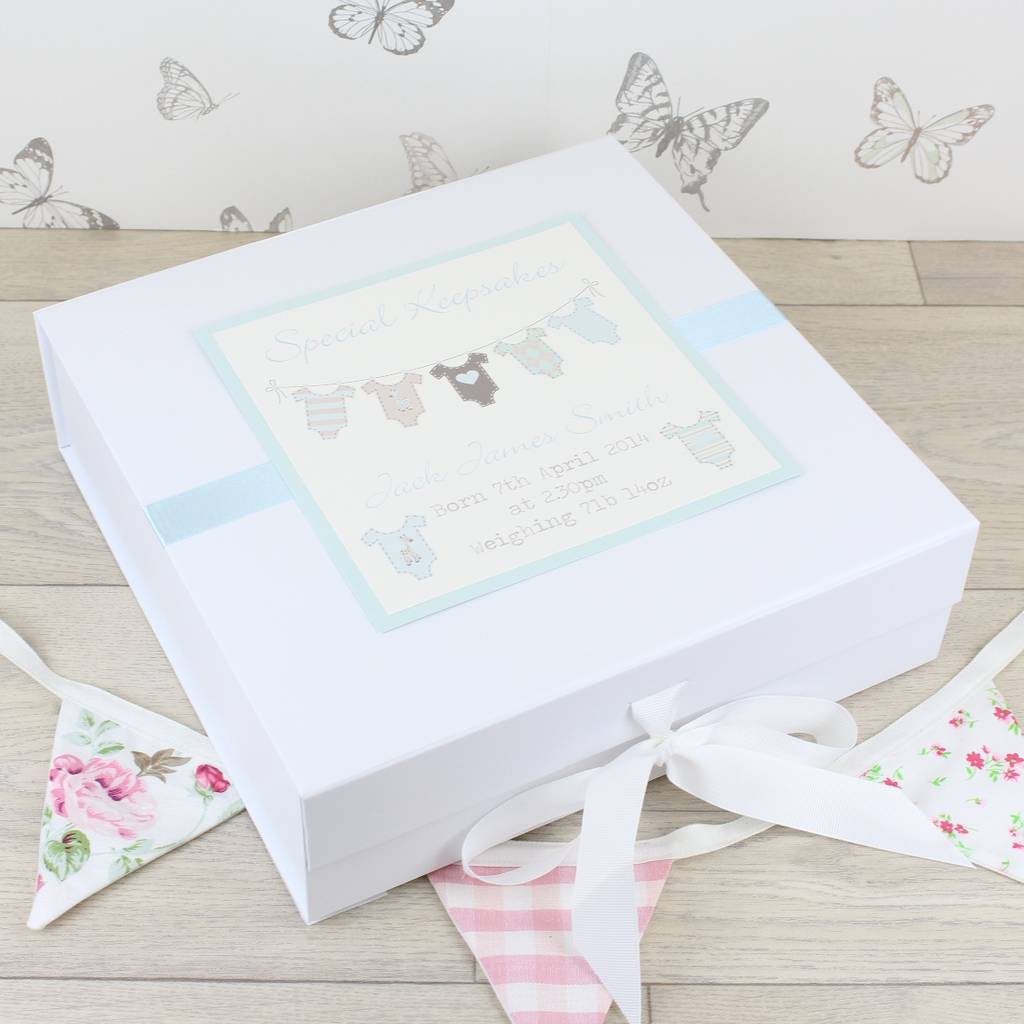 personalised baby grow keepsake box by dreams to reality design ltd