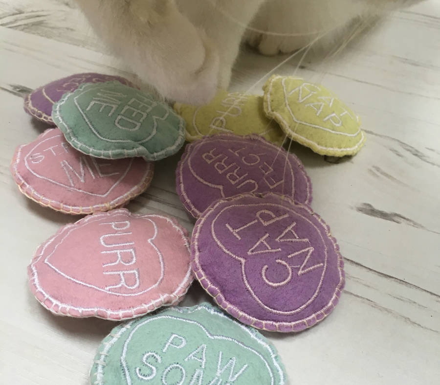 catnip love heart cat toys by freak meowt