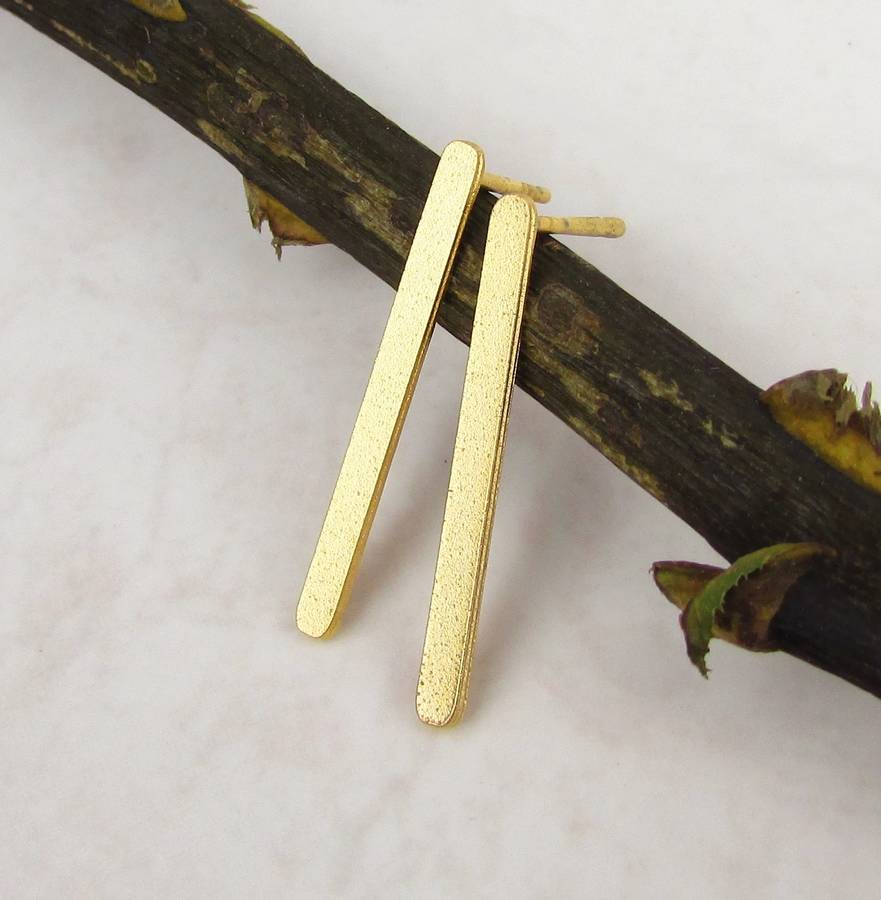 gold bar stud earrings by misskukie