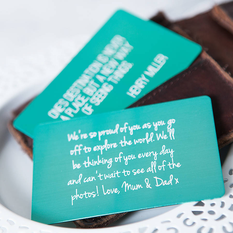 personalised quote keepsake wallet card by clouds and currents