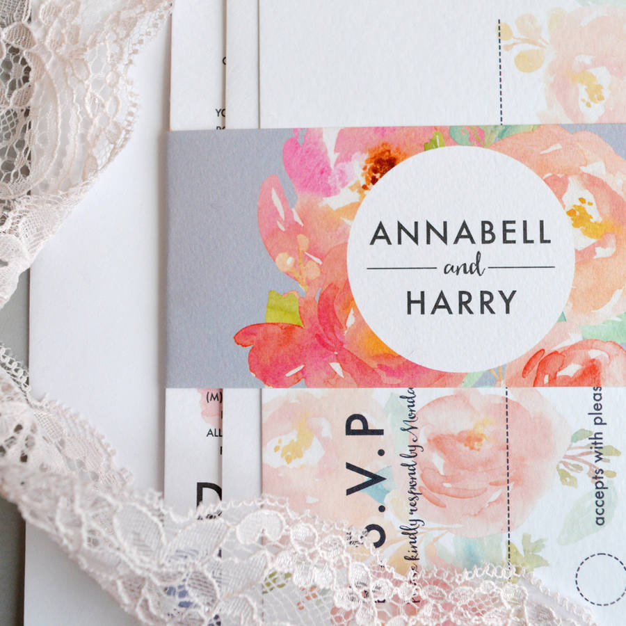 floral pastel wedding invitation by amanda michelle design & stationery