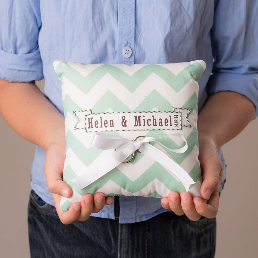 wedding ring cushion chevron design by miss shelly designs