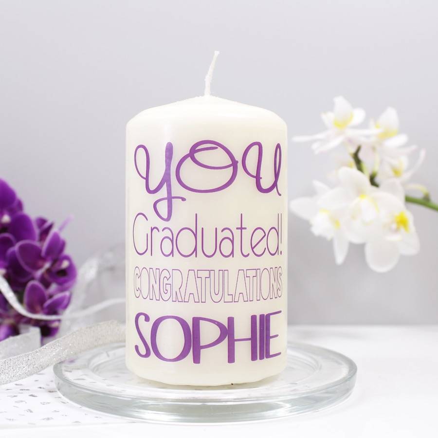 personalised graduation candle by olivia ltd