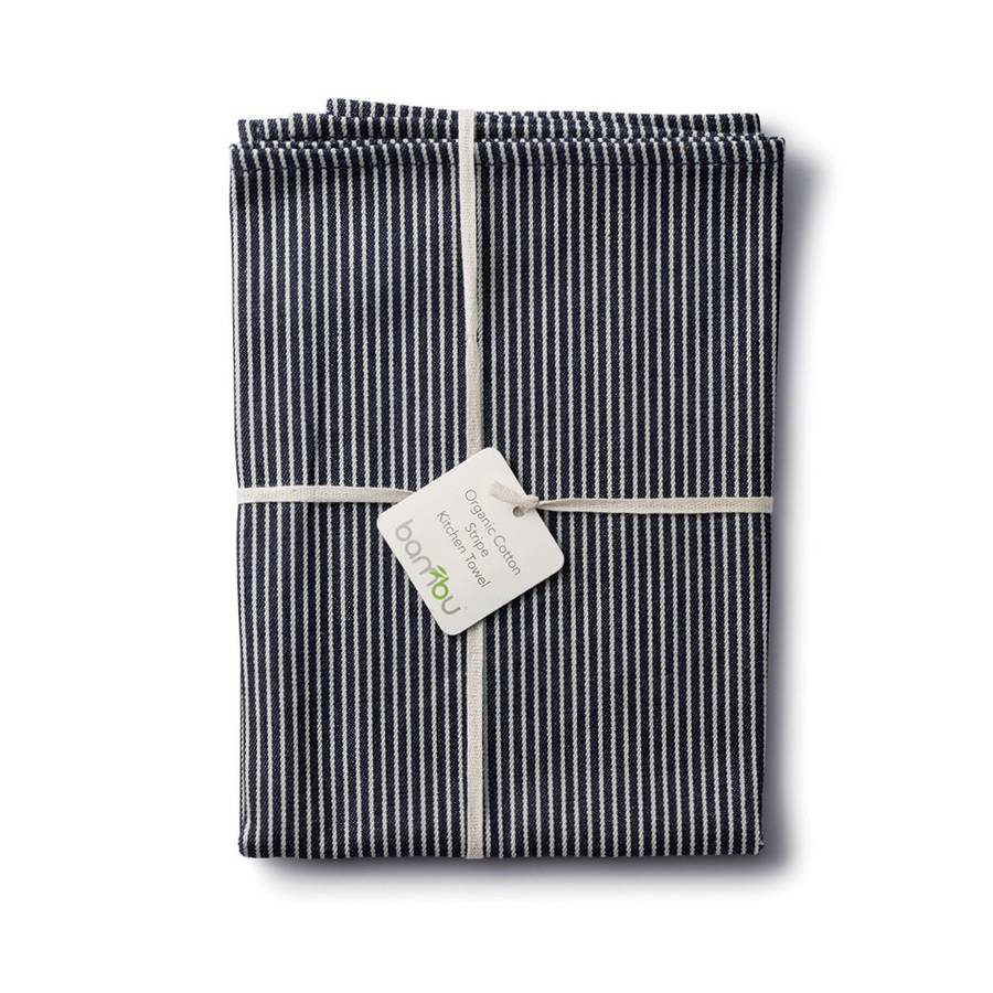 organic cotton stripe tea towel by green tulip ethical living